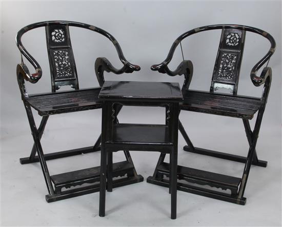 A Chinese ebonised armchair,